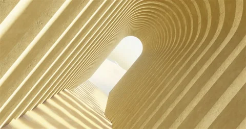 3d rendering. Path under concrete arches in desert. Stock Footage 169566877