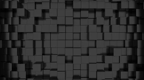 3D rendering of a pattern of black cubes for backgrounds and textures Stock Illustration