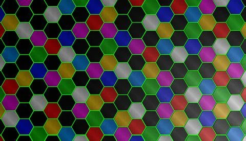 3D rendering pattern of many colored hexagons. Stock Illustration