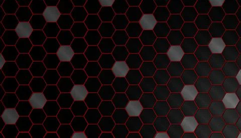 3D rendering pattern of many hexagons. Stock Illustration