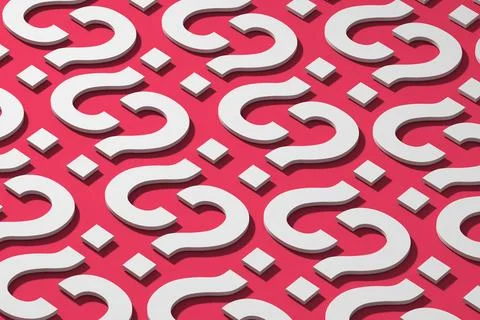 3D rendering of pattern of question marks on magenta background Stock Illustration