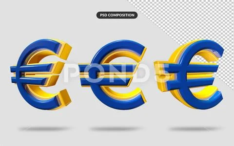 3d rendering payment icon Euro PSD Template