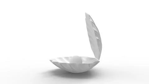3d rendering of a pearl in a shell isolated in white background Stock Illustration