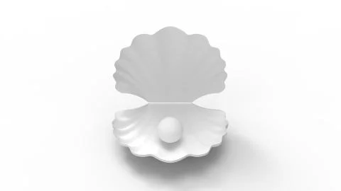 3d rendering of a pearl in a shell isolated in white background Stockillustratie