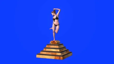 3D rendering of the pedestal exhibition of a young woman. Stock Footage 116178873