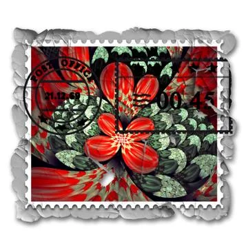 3D rendering of peeled decayed fractal stamp Stock Illustration