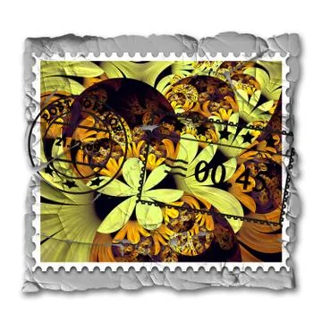 3D rendering of peeled decayed fractal stamp Stock Illustration