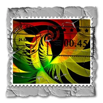 3D rendering of peeled decayed fractal stamp Stock Illustration