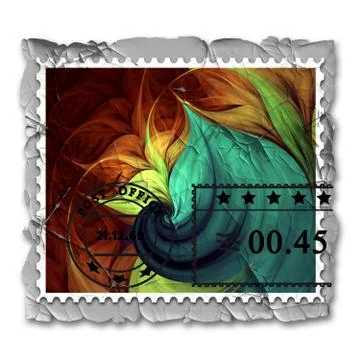 3D rendering of peeled decayed fractal stamp Stock Illustration