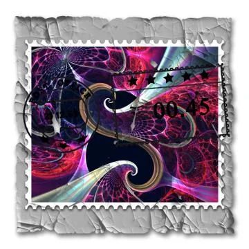 3D rendering of peeled decayed fractal stamp Stock Illustration