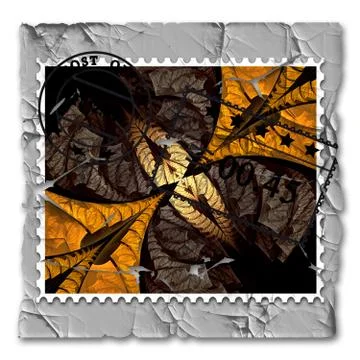 3D rendering of peeled decayed fractal stamp Stock Illustration