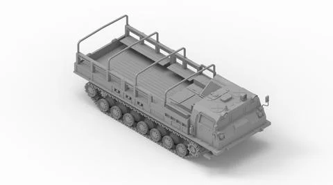 3D rendering of a people carrier army truck on caterpillar tracks in isolated Stock Illustration