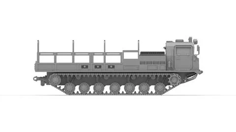 3D rendering of a people carrier army truck on caterpillar tracks in isolated Stock Illustration