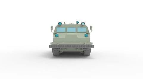 3D rendering of a people carrier army truck on caterpillar tracks in isolated Stock Illustration