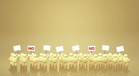 A 3d rendering people share a protest sign hold Mob concept. Stock Illustration