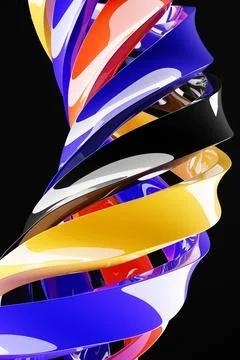 3D rendering, perfect shape, aesthetic,  black  background with abstract mult Stock Photos