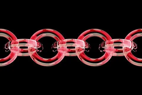 3D rendering, perfect shape, multicolored neon chain on black background, fut Stock Photos