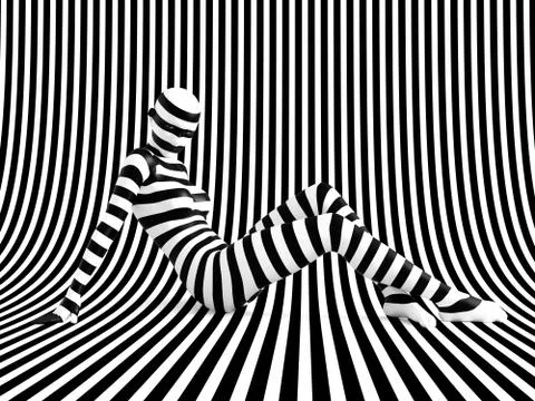 3D rendering of person breaking the pattern. Stock Illustration