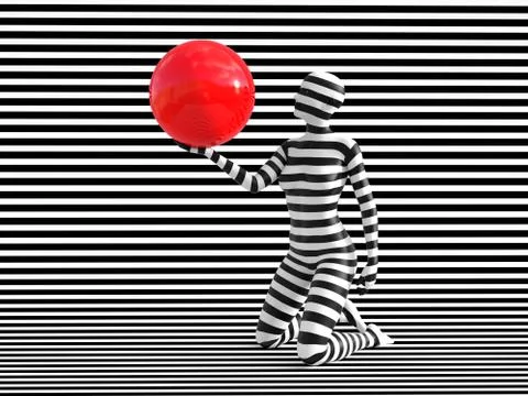 3D rendering of person breaking the pattern. Stock Illustration