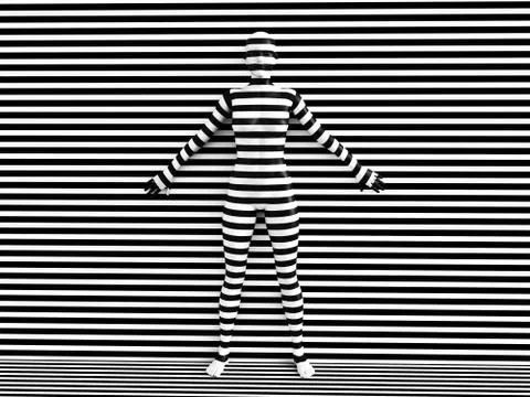 3D rendering of person trying to hide in background. Stock Illustration