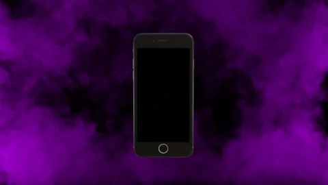 3D Rendering Phone animation with dark violette smoke alpha Stock Footage 117243600