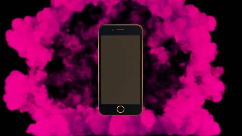 3D Rendering Phone animation with red smoke alpha Video stock 117243625