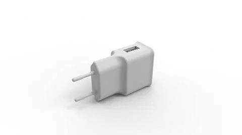 3D rendering of phone charger socket plug electrical charge jack. Isolated... Stock Photos