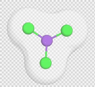 3D rendering of Phosphorus Trichloride over a transparent background. Stock Illustration