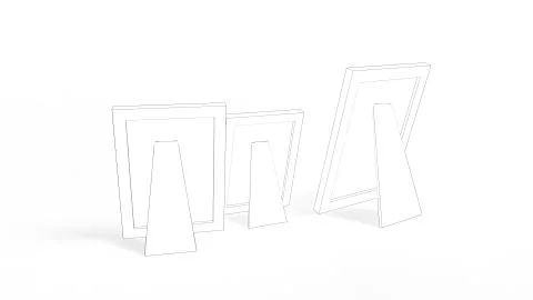 3d rendering of photo frames isolated in white studio background Illustrazione stock