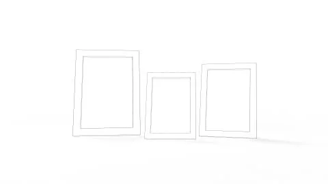 3d rendering of photo frames isolated in white studio background Stock-Illustration