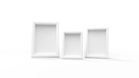 3d rendering of photo frames isolated in white studio background 스톡 일러스트