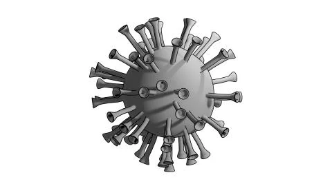 3D Rendering picture of a Corona virus in grayscale Stock Illustration