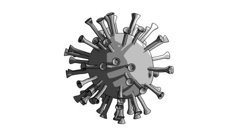 3D Rendering picture of a Corona virus in grayscale Stock Illustration