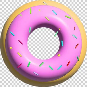 3d rendering picture.Delicious glazed doughnuts with sprinkles. View from a.. Stock Illustration