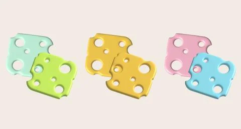 3d rendering Piece of cheese, cheese icon, cheese realistic food Stock Illustration