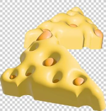 3d rendering Piece of cheese, cheese icon, cheese realistic food Stock Illustration
