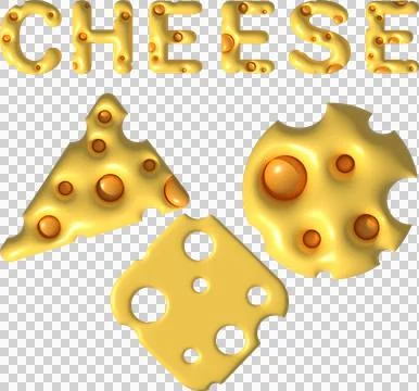 3d rendering Piece of cheese, cheese icon, cheese realistic food 스톡 일러스트