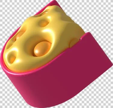 3d rendering Piece of cheese, cheese icon, cheese realistic food Stock Illustration