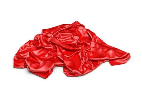 3d rendering of a piece of red satin clothes is lying down isolated on white Stock Illustration