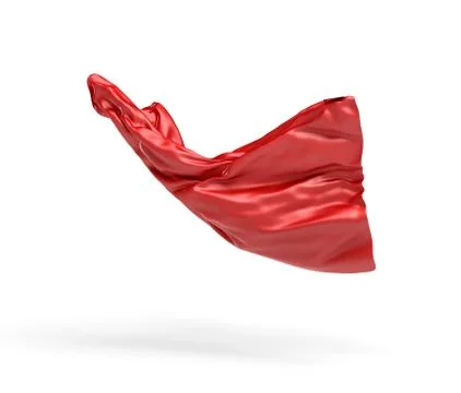 3d rendering of piece of red satin clothes is flying in the air isolated on Stock Illustration