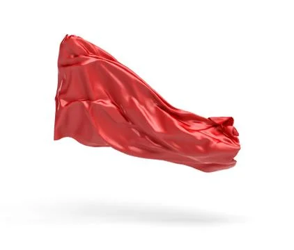 3d rendering of piece of red satin clothes is flying in the air isolated on Stock Illustration