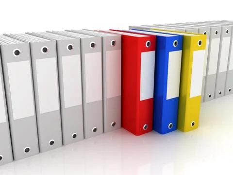 3d rendering of a pile of office ring binders Stock Illustration