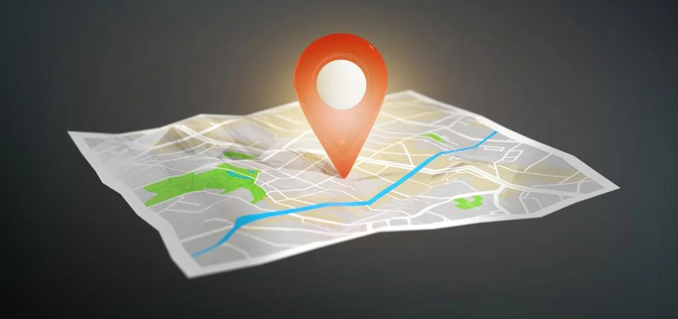 3d rendering pin holder on a map Stock Illustration