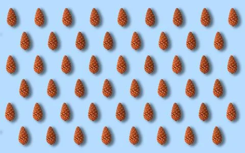 3D rendering of pine cones on a blue background Stock Illustration