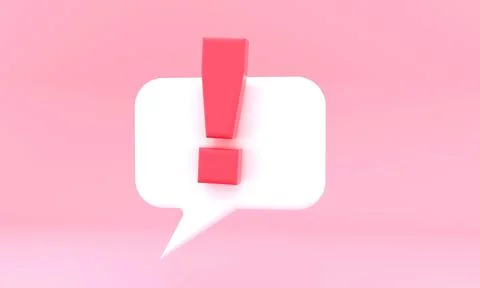 3d rendering pink background 3D exclamation code bubble dialog box Stock Illustration
