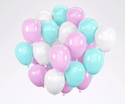 3D Rendering pink blue balloon floating on background concept of gender rev.. Stock Photos