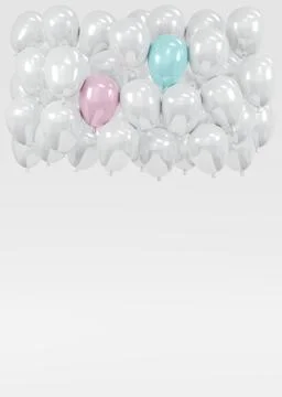 3D Rendering pink blue balloon floating on background concept of gender rev.. Stock Photos
