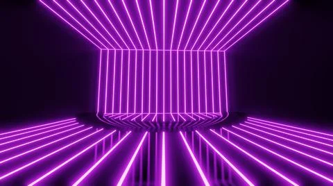 3d rendering, pink blue neon lines Stock Illustration