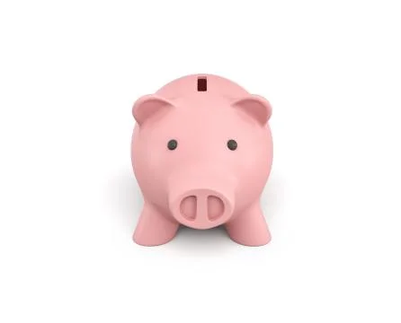 3d rendering of a pink ceramic piggy bank isolated on white background. Ilustración de archivo