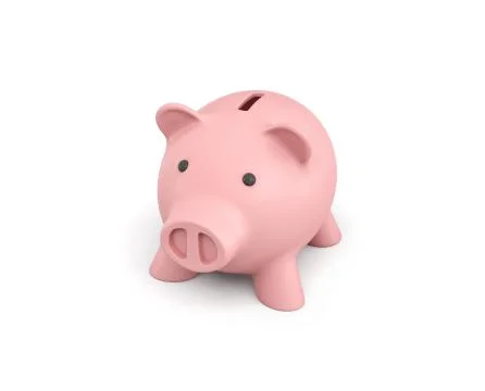 3d rendering of a pink ceramic piggy bank isolated on white background. Stock Illustration